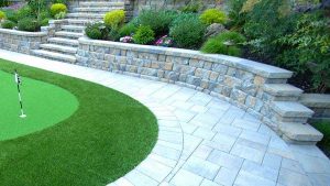 paver patio paver stones paver wall retaining wall landscape steps synthetic lawn