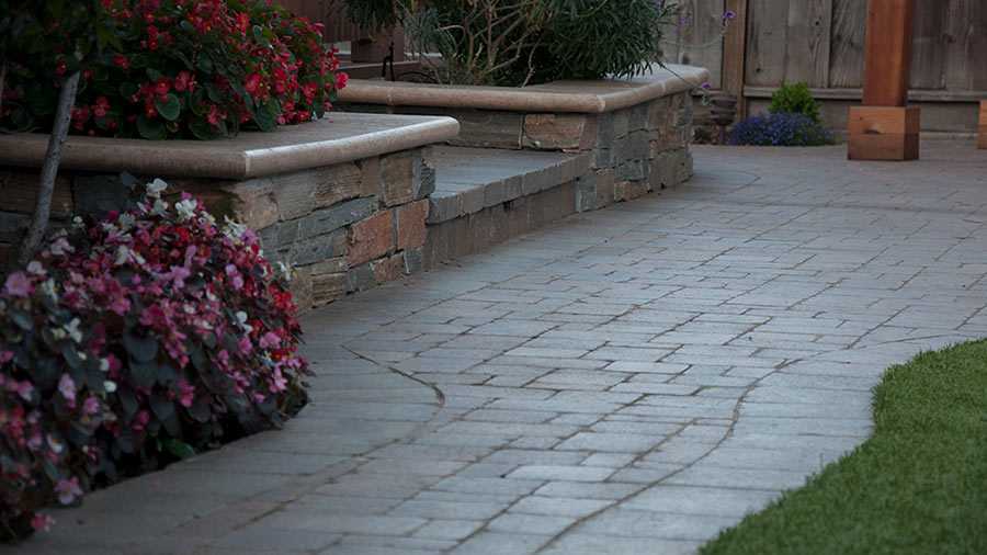 paver patio paver stones paver wall retaining wall landscape steps synthetic lawn
