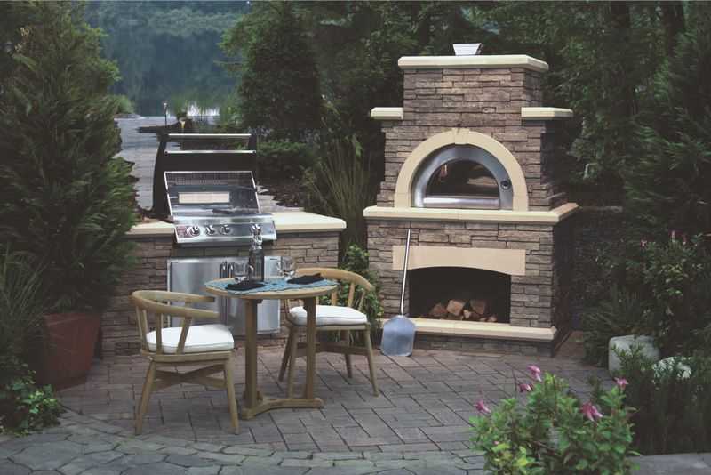 Paver stones outdoor fireplace step wall seating patio