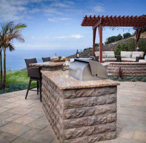 paver stone BBQ and pergola