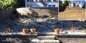 paver stone wall before and after