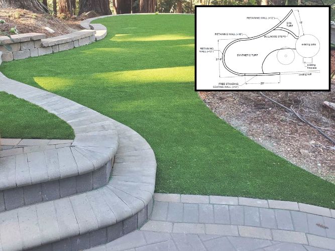 A custom paverstone driveway and the digital design used to create it