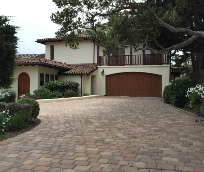 The paver stone driveway leading to a San Jose house