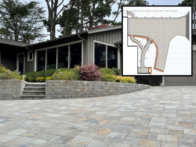 A custom paverstone driveway and the digital design used to create it