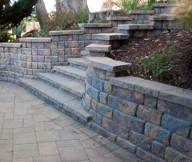 A beautiful paver stone patio on a warm sunny day