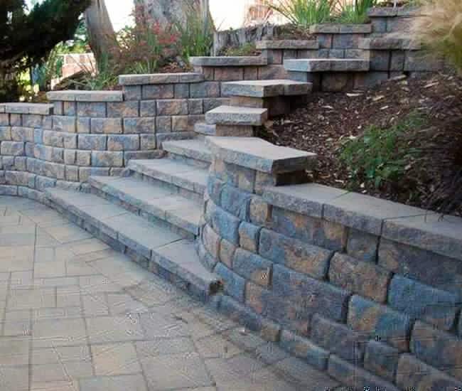 A beautiful paver stone patio on a warm sunny day