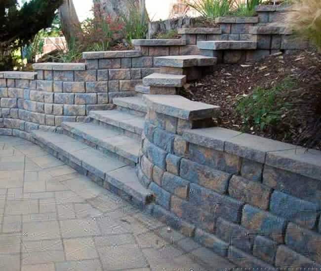 A beautiful paver stone patio on a warm sunny day